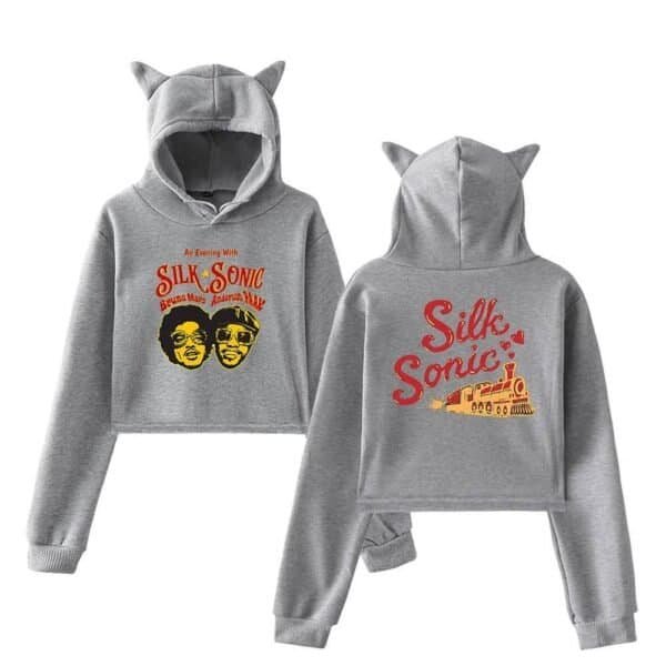 Silk sonic hoodie, cheap high quality merch, cozy graphic sweatshirt featuring silk sonic design with fun, vibrant print and soft fabric, perfect for fans and casual wear, affordable and stylish.