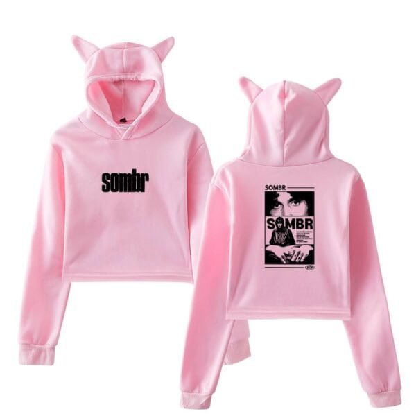 Sweatshirt with cute pink hoodie and cat ears, featuring bold text and graphic print, made of high-quality soft fabric, stylish and affordable for casual wear, perfect for fans of trendy streetwear, excellent for free time or social outings.