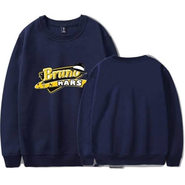 Bruno mars sweatshirt with graphic design in yellow and black colors, affordable high-quality merchandise, perfect for fans, comfortable and stylish.