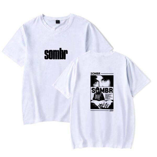 High quality cheap merchandise t-shirt with bold "sombr" print and graphic design on the back.