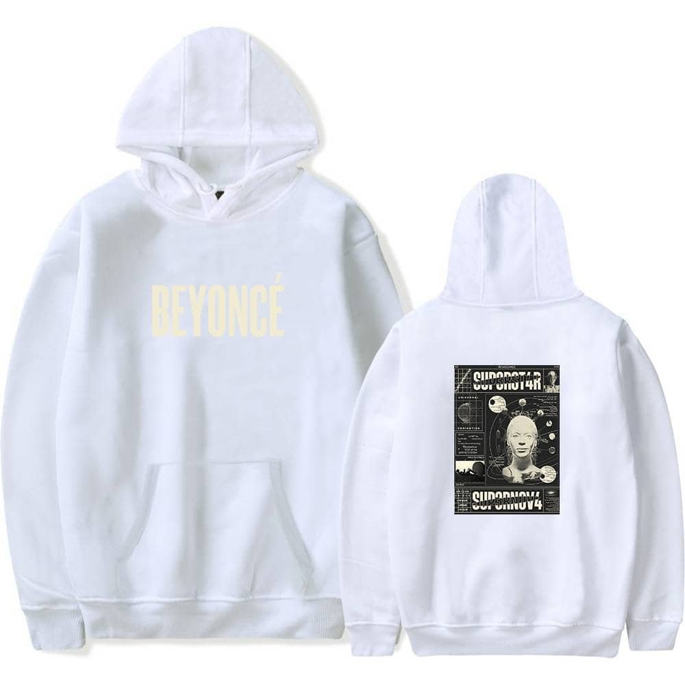 Beyoncé hoodie with galaxy and cosmic design on the back, high-quality and affordable, stylish streetwear for fans of the singer and pop culture.