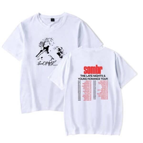 High quality cheap merchandise featuring a white t-shirt with black and red print designs. Perfect for budget-friendly fashion and promotional giveaways. Durable, stylish, and affordable for all.