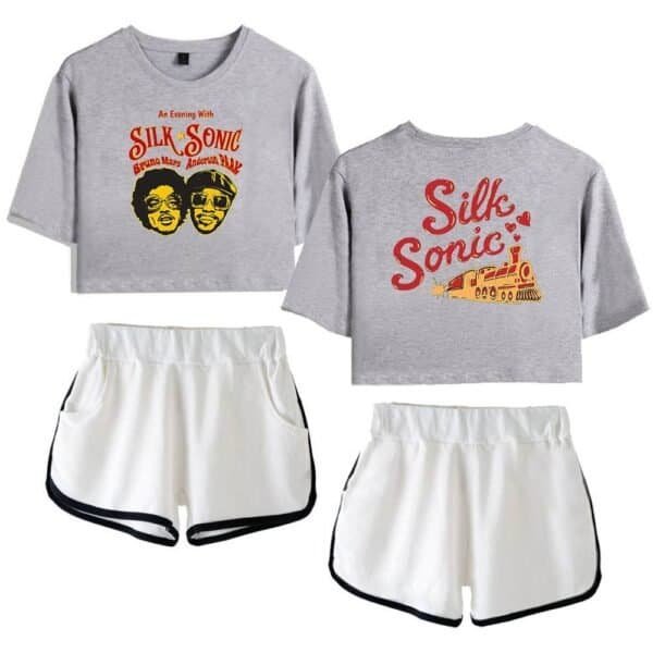 Silk Sonic graphic sweatshirts with retro music design, perfect for casual and stylish outfits. Affordable high-quality merchandise for fans of music and vintage streetwear.